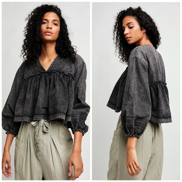 FREE People denim peplum top size XS - Picture 4 of 15